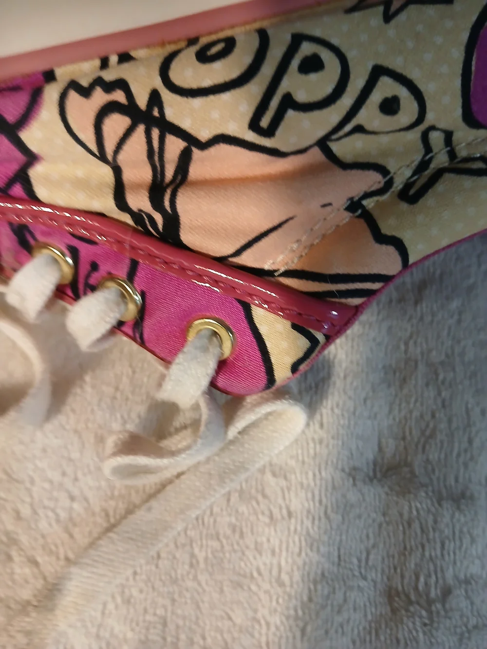 Coach Pink Graphic Lace-Up Sneakers with Cream Accents